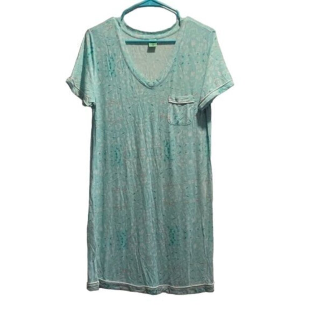 Women's Honeydew Teal/Light Green Floral Pajama Dress Size Small EUC #6655